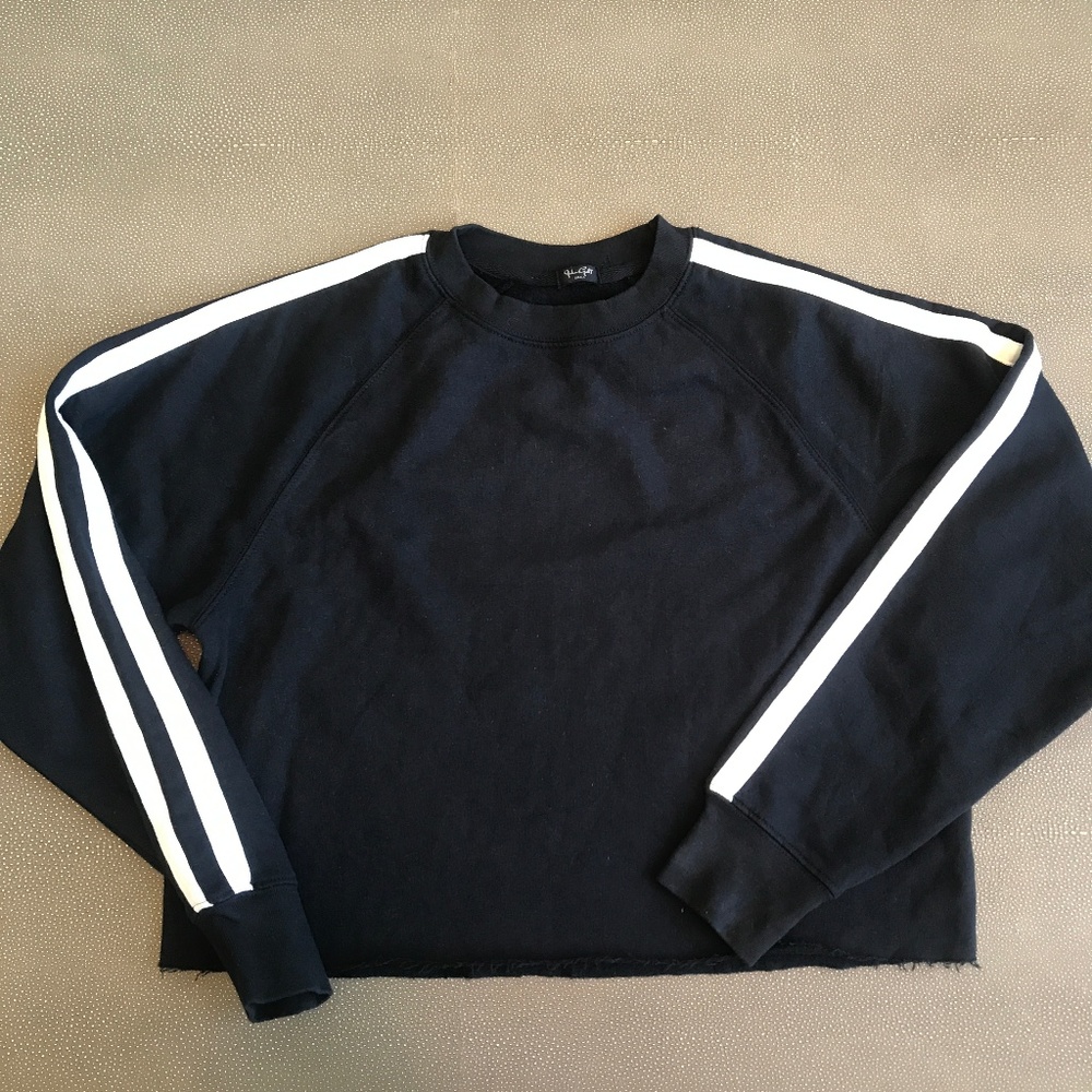 Brandy Melville Navy stripe crop sweatshirt OS